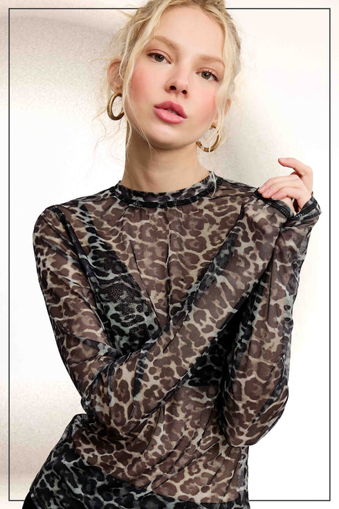 SHEER LEOPARD TOP